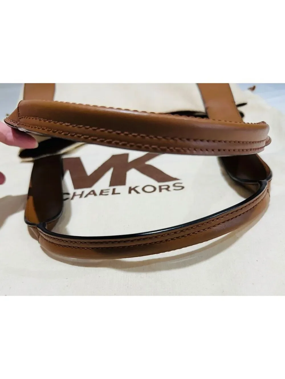 Michael Kors Brown Leather & Canvas Shoulder Bag with Dust Bag